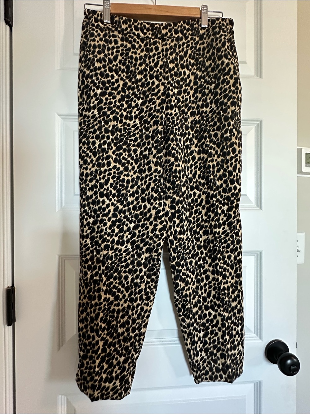J. Crew Leopard Print Cropped Ankle Pants in Beige and Black